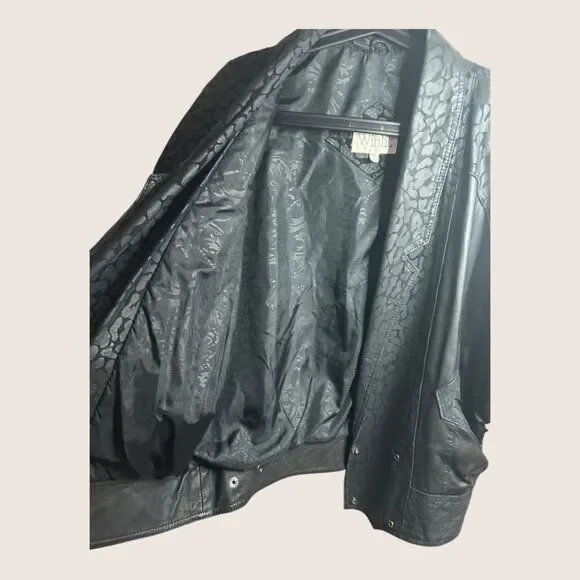 🖤 VTG 1980s WINLOCK GENUINE LEATHER JACKET COAT LEOPARD ANIMAL CONTRAST MEDIUM - Picture 10 of 14